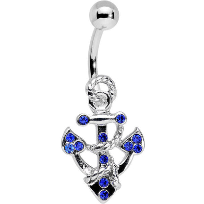 Blue Gem Caravelle Anchor Belly Ring