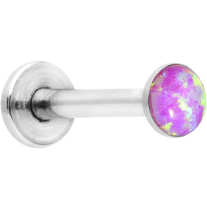 16G 5/16 Steel 3mm Synthetic Pink Opal Internal Thread Labret