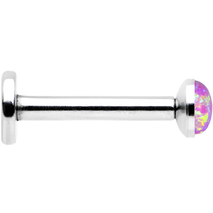 16G 5/16 Steel 3mm Synthetic Pink Opal Internal Thread Labret