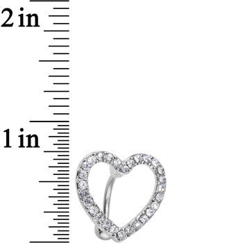 Clear Cubic Zirconia Hollow Heart Top Mount Belly Ring