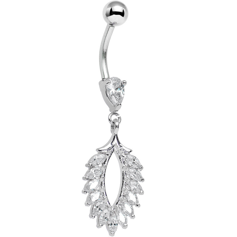 Clear CZ Gem Light as a Feather Dangle Belly Ring