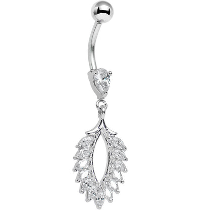 Clear CZ Gem Light as a Feather Dangle Belly Ring