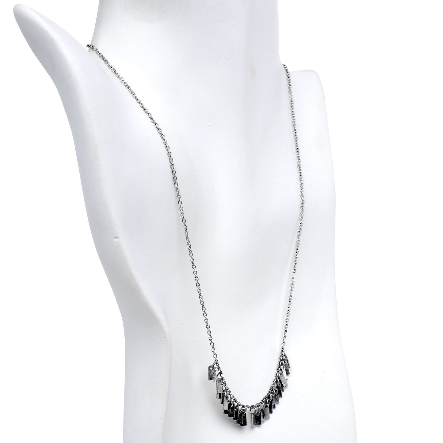 Burnished Silver Clear Necklace and Stud Earring Set