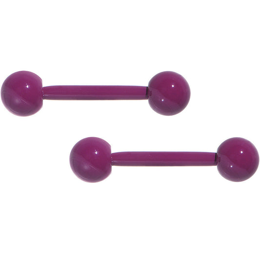 14G 1/2 Purple Ceramic Coated Nipple Barbell Set