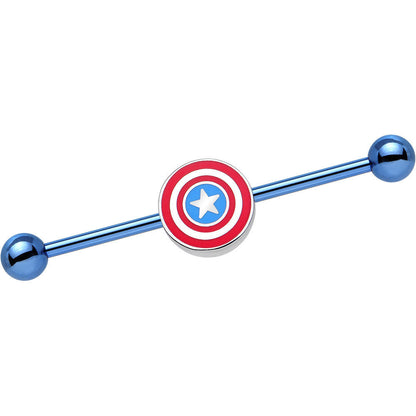 Licensed Blue Anodized Captain America Logo Industrial Barbell 35mm