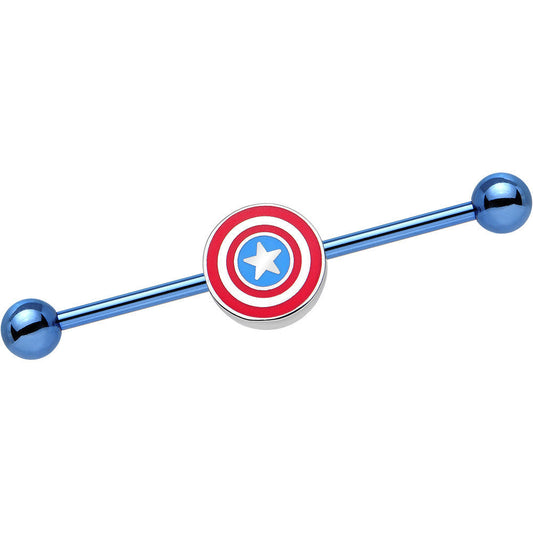 Licensed Blue Anodized Captain America Logo Industrial Barbell 35mm