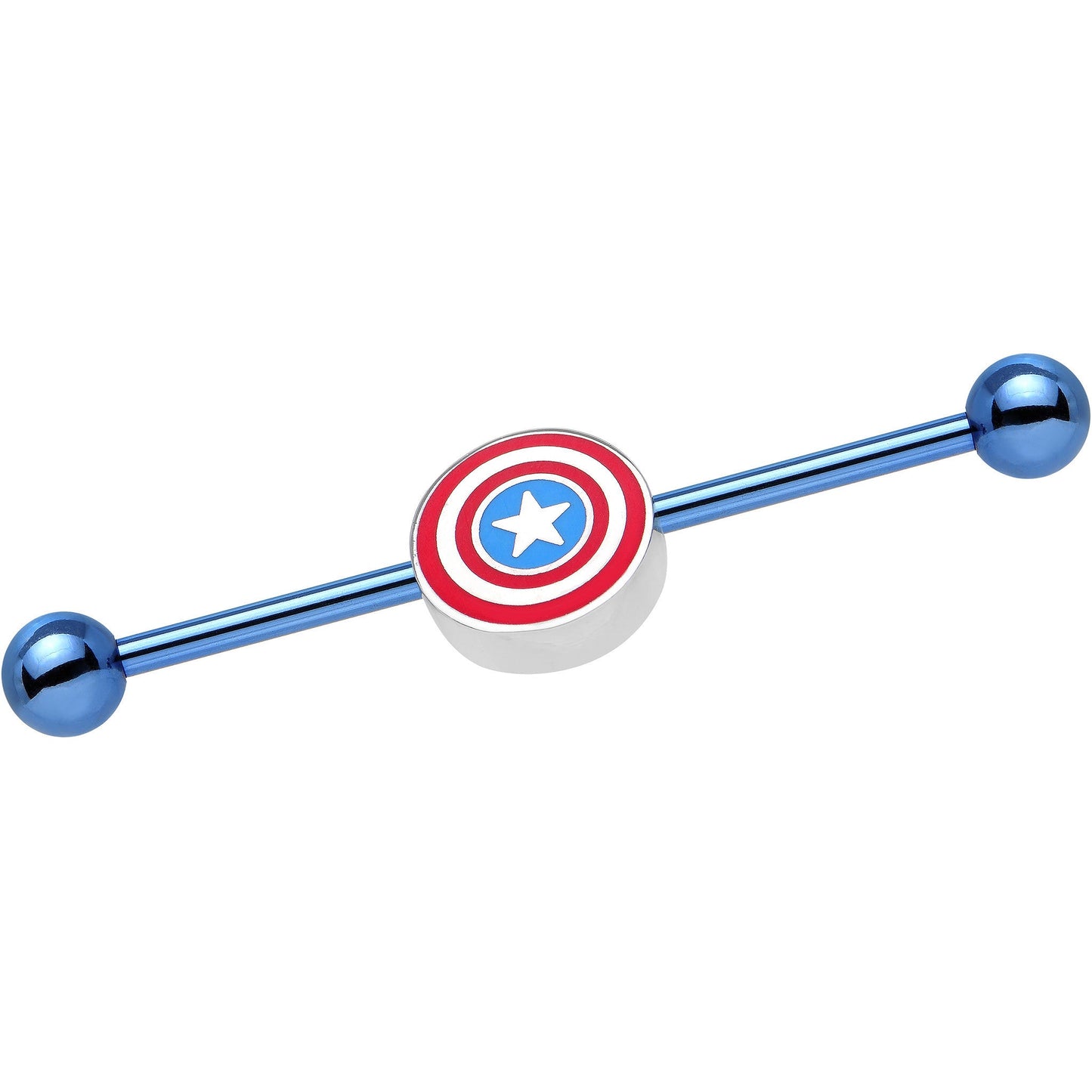 Licensed Blue Anodized Captain America Logo Industrial Barbell 35mm
