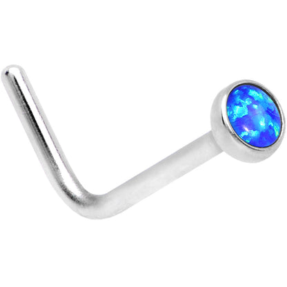 20G 2mm Blue Synthetic Opal L-Shaped Nose Ring