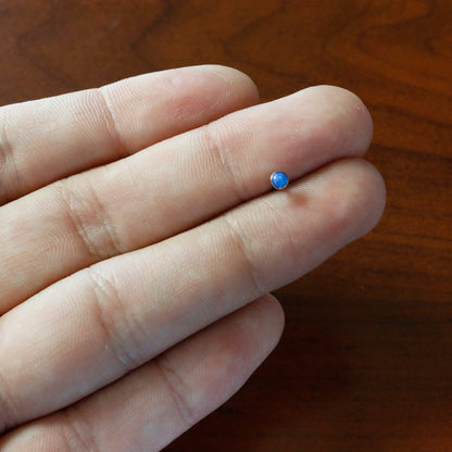 20G 2mm Blue Synthetic Opal L-Shaped Nose Ring