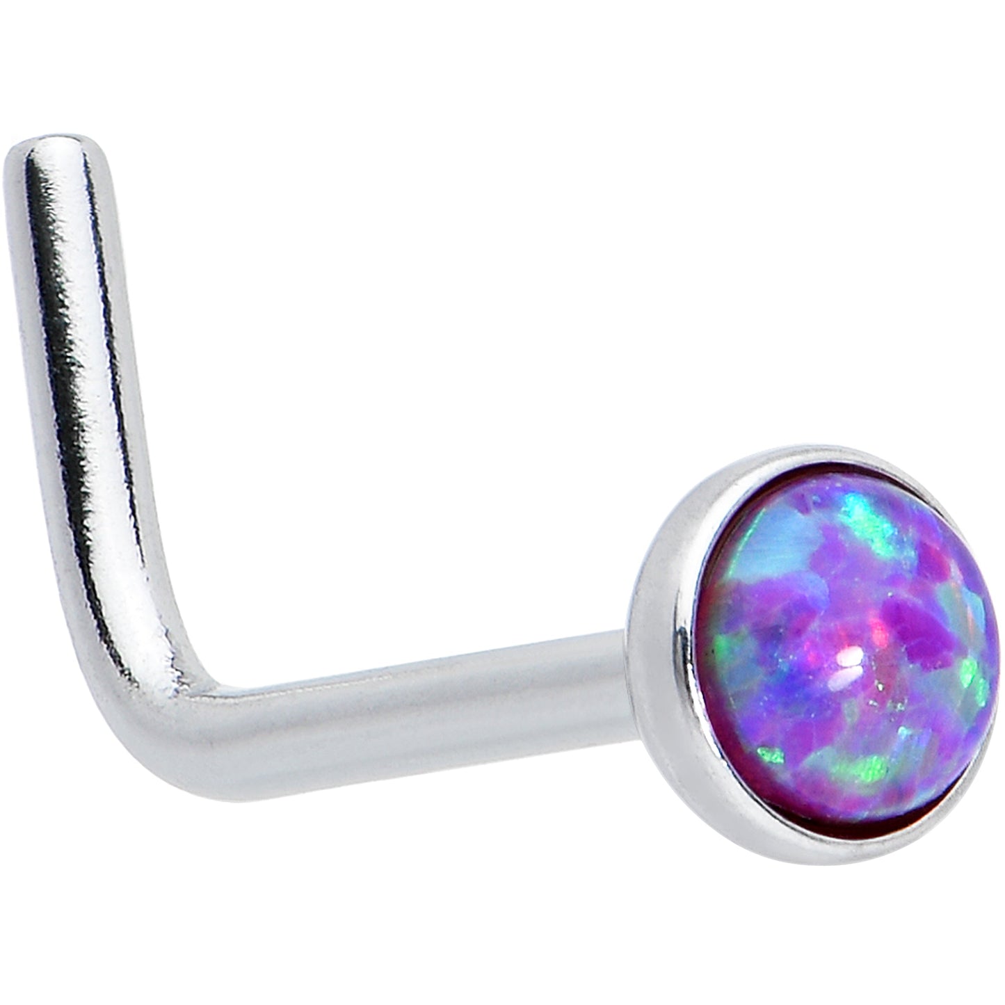 20G 2mm Purple Synthetic Opal L-Shaped Nose Ring