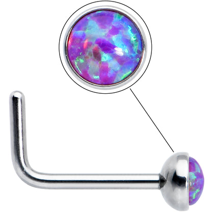 20G 2mm Purple Synthetic Opal L-Shaped Nose Ring