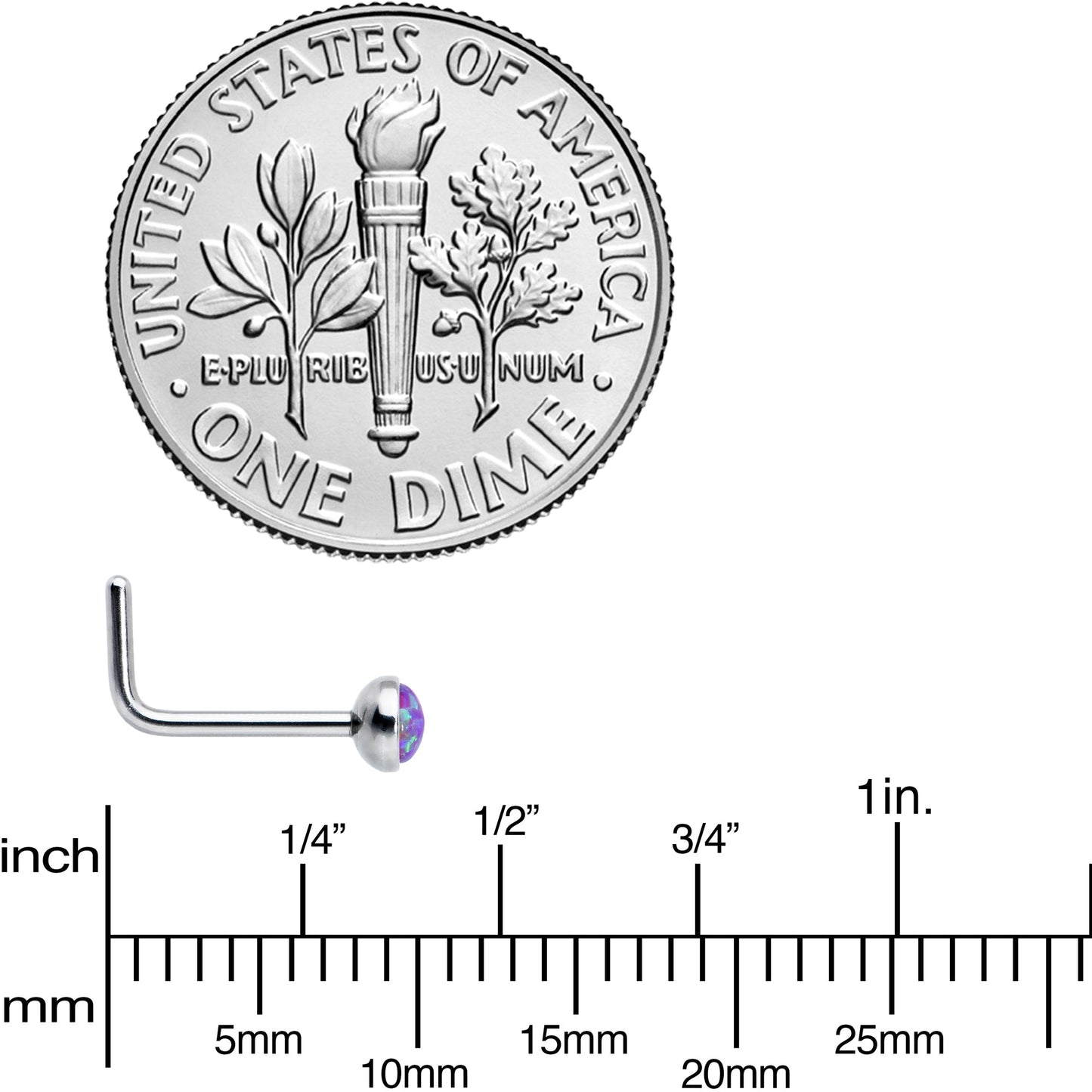 20G 2mm Purple Synthetic Opal L-Shaped Nose Ring