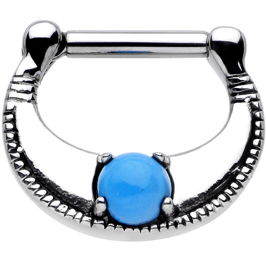 14G Surgical Steel Semi-precious Turquoise Septum Clicker