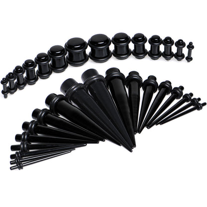 Black Acrylic Taper Plug Kit - 32 Piece 14 to 00G Ear Stretchers