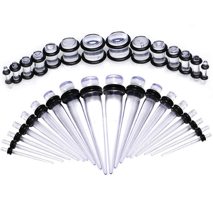 Clear Acrylic Taper Plug Kit - 32 Piece 14 to 00G Ear Stretchers