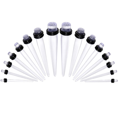 Clear Acrylic Taper Plug Kit - 32 Piece 14 to 00G Ear Stretchers