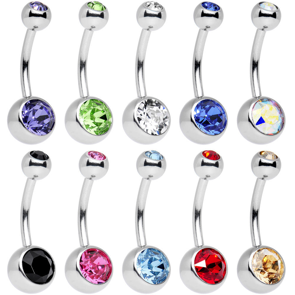 10 Piece Multicolor Belly Ring Pack Set Created with Crystals