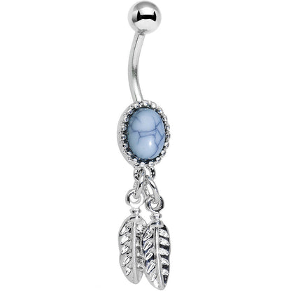 Light Blue Santa Fe Double Feather Dangle Belly Ring