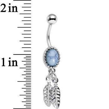 Light Blue Santa Fe Double Feather Dangle Belly Ring