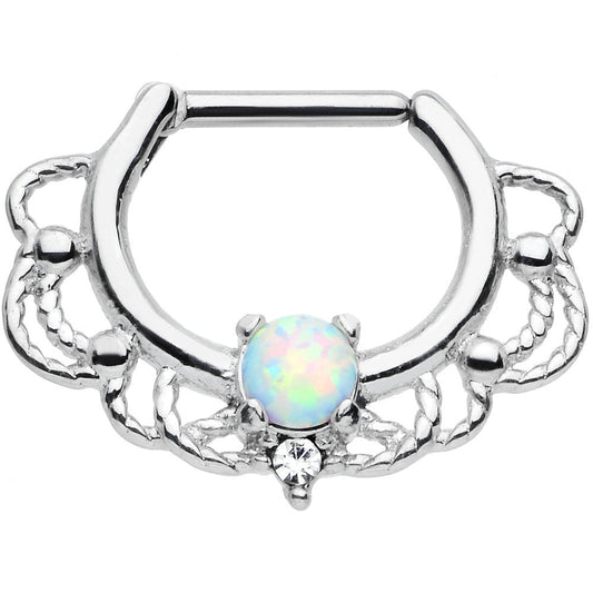 16G Clear Iridescent Imitation Opal Rope Accent Septum Clicker