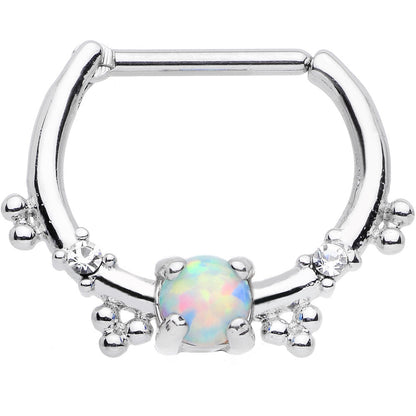 16G Clear Gem Iridescent Imitation Opal Simple Septum Clicker