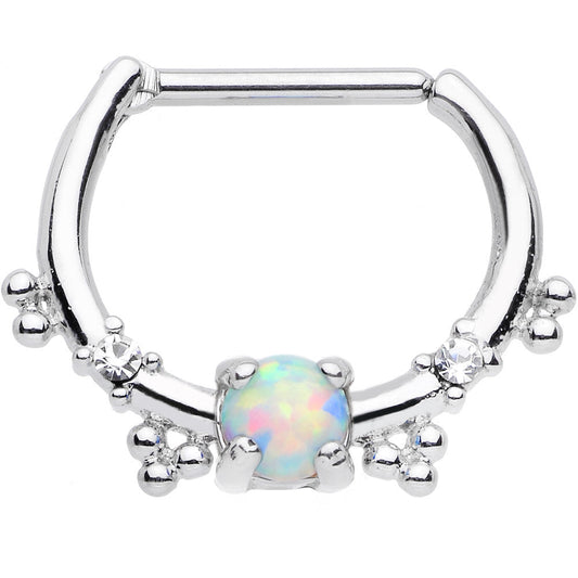 16G Clear Gem Iridescent Imitation Opal Simple Septum Clicker