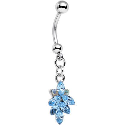 Aqua and Aurora Gem Geometric Octadic Dangle Belly Ring