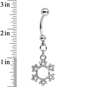 Clear and Aurora Decorated Snowflake Dangle Belly Ring