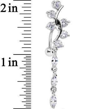 Clear Gem Swirl Teardrop Top Mount Dangle Belly Ring
