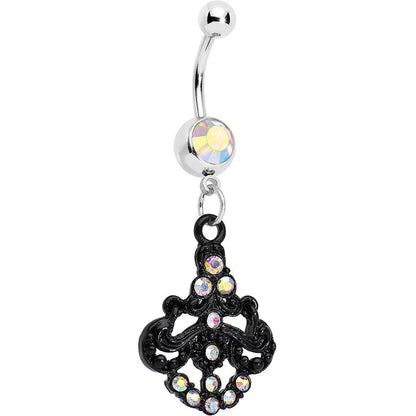 Aurora Czech Stone Black Baroque Empress Dangle Belly Ring
