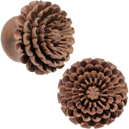 3/4 Organic Sabo Wood Chrysanthemum Single Flare Plug Set