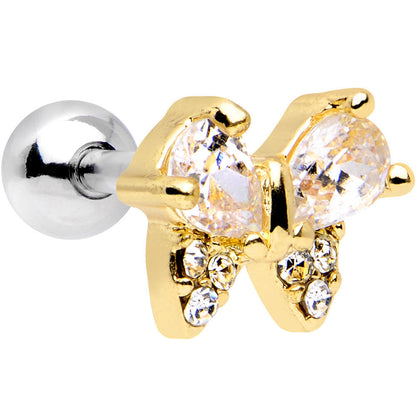 16G 1/4 Steel Clear CZ Sunny Butterfly Cartilage Earring
