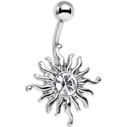 Clear Gem Tribal Shining Sun Belly Ring