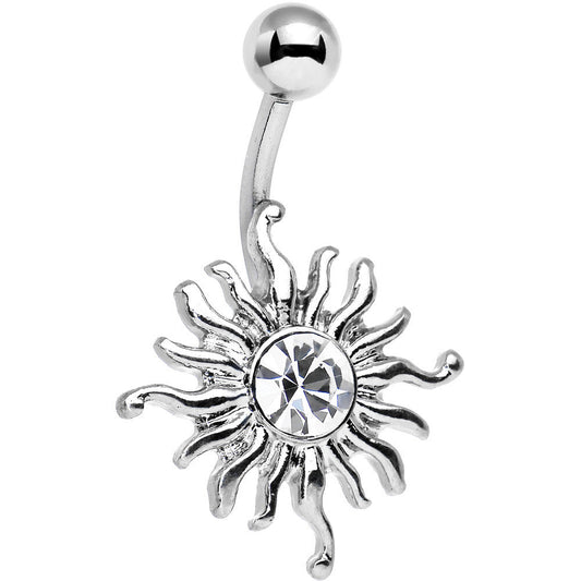Clear Gem Tribal Shining Sun Belly Ring