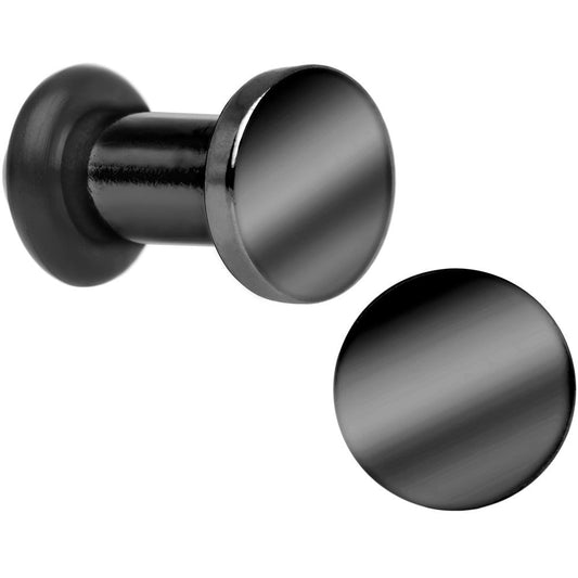 6G Black Titanium Plated Steel Flat Top Single Flare Plug Set