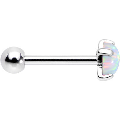 18G 5/16 Steel 5mm White Synthetic Opal Prong Set Cartilage