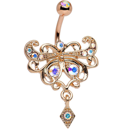 Aurora Rose Gold Anodized Steel Maharani Butterfly Belly Ring