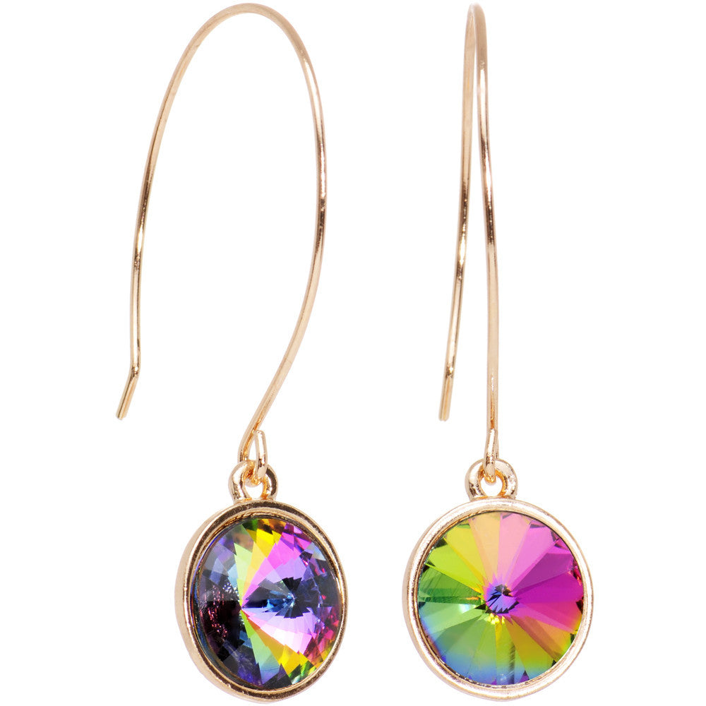 Aurora Gold Tone Pendulum Sphere Fish Hook Earrings