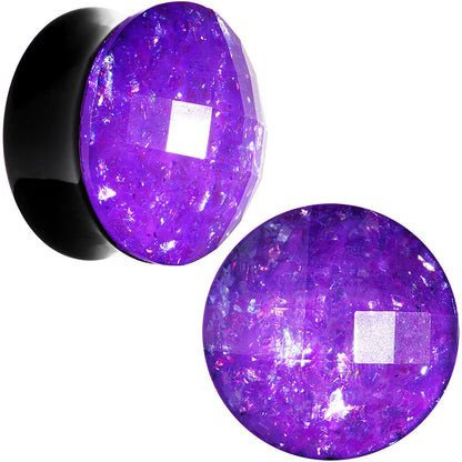 7/8 Black Acrylic Fuchsia Galaxy Faceted Saddle Plug Set