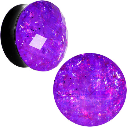 24mm Black Acrylic Fuchsia Galaxy Faceted Saddle Plug Set