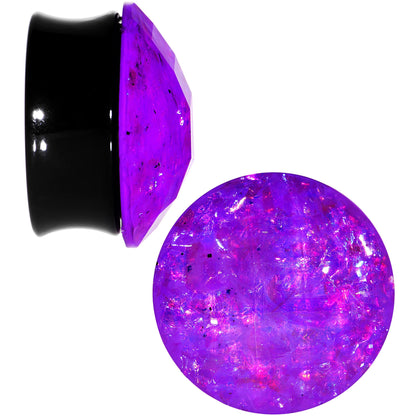 24mm Black Acrylic Fuchsia Galaxy Faceted Saddle Plug Set