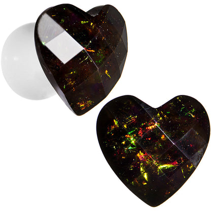 2G White Acrylic Black Valentine Love Heart Saddle Plug Set