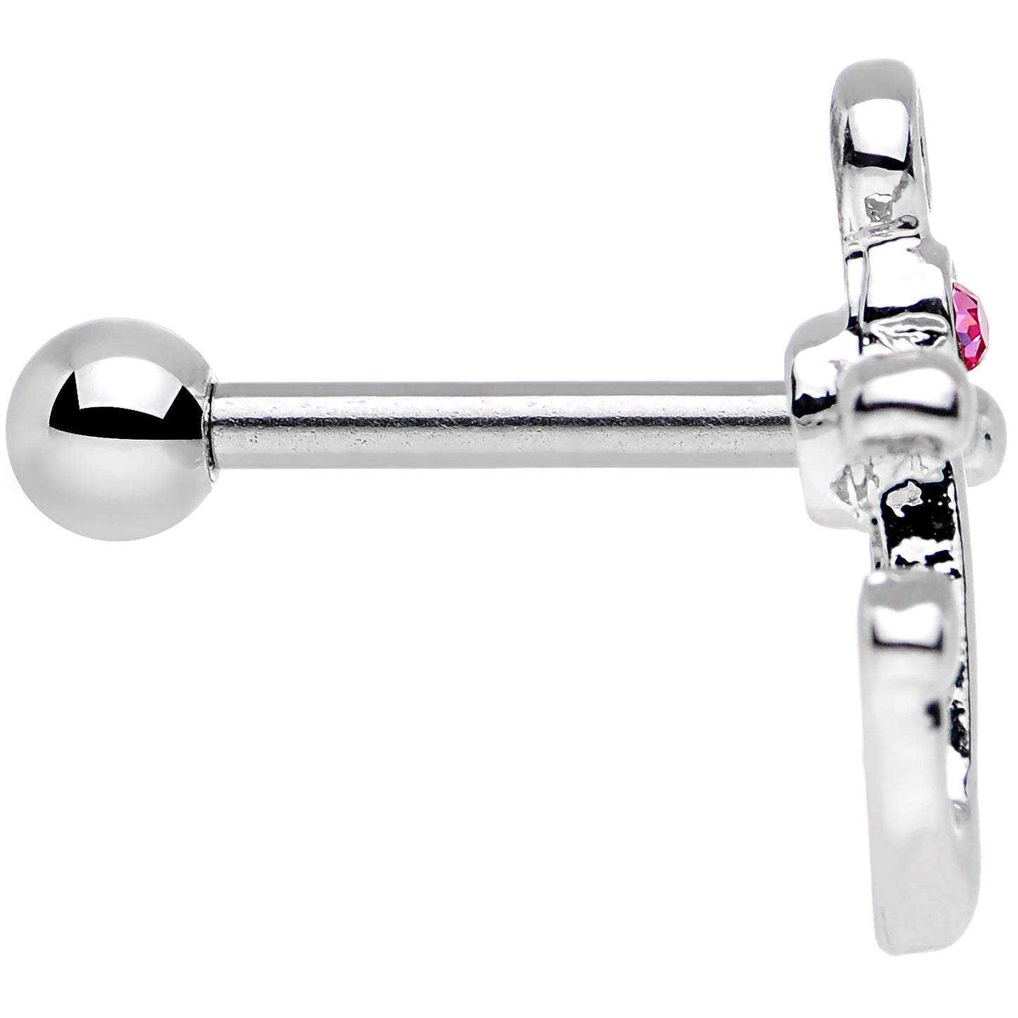 16G 1/4 Pink Gem Settle Down Anchor Cartilage Earring