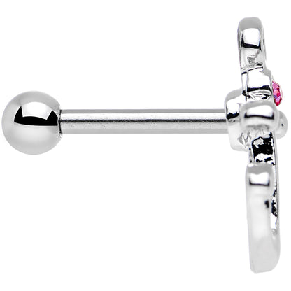 16G 1/4 Pink Gem Settle Down Anchor Cartilage Earring