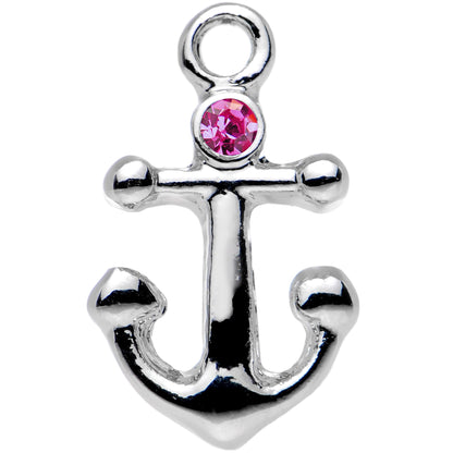 16G 1/4 Pink Gem Settle Down Anchor Cartilage Earring