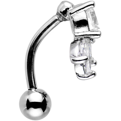 Clear Gem Flip Flower Top Mount Belly Ring