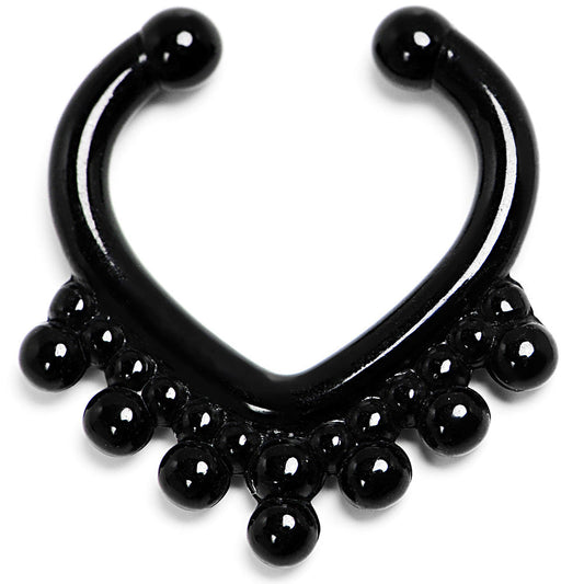 Black Acrylic Eastern Inspiration Clip On Fake Septum Ring