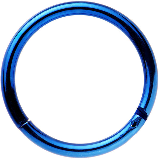 16G 3/8 Blue Anodized Hinged Segment Ring