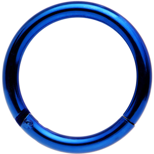 14G 3/8 Blue Anodized Hinged Segment Ring