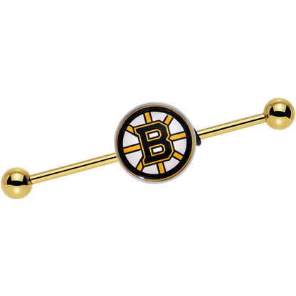 Licensed NHL Gold Anodized Boston Bruins Industrial Barbell 38mm